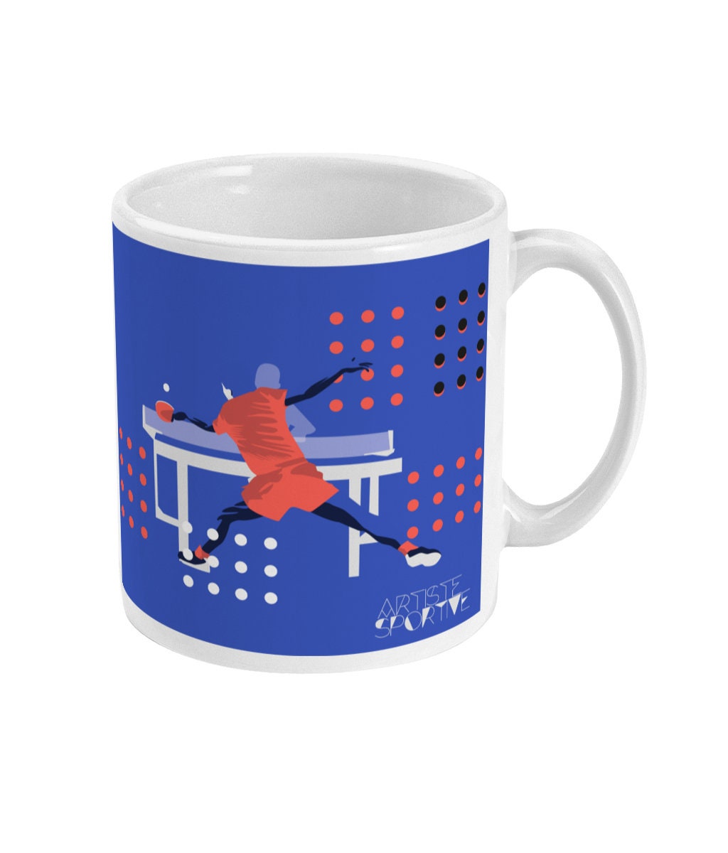 Pingpong cup or mug "Table Tennis in purple blue" - Customizable