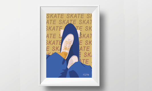 Poster „Skate in Gelb“.