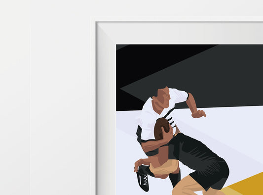 „Schwarz-gelbes Rugby“-Plakat