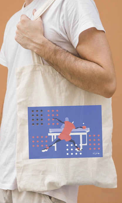 Tote bag or Table tennis bag "Ping pong in purple"