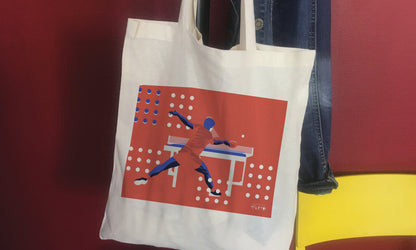 Tote bag ou sac Tennis de table  "Ping pong en orange"