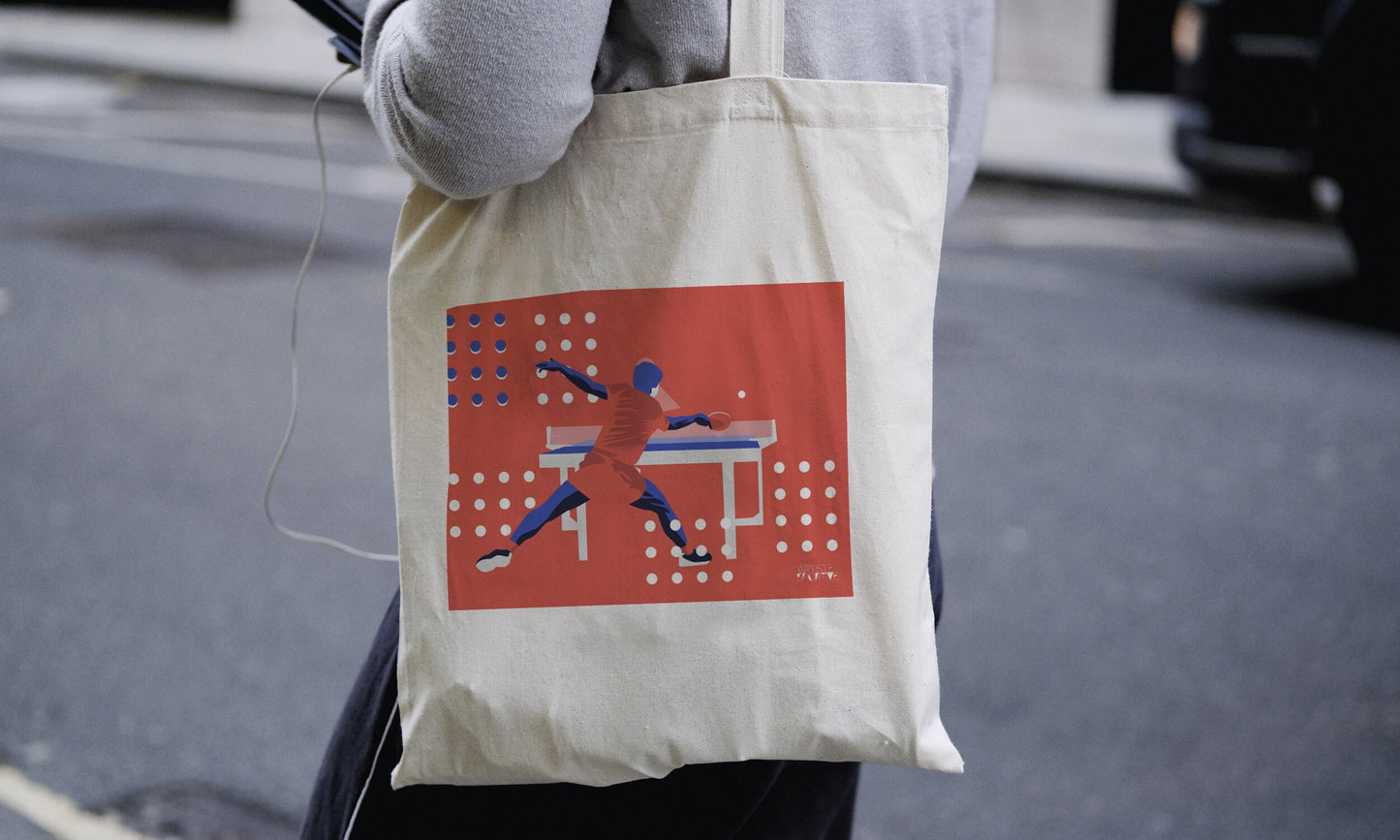 Tote bag or Table tennis bag "Ping pong in orange"