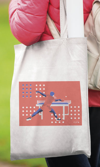 Tote bag ou sac Tennis de table  "Ping pong en orange"