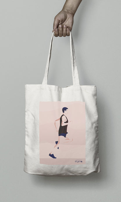 Tote bag ou sac de course "Un homme qui court" athlétisme