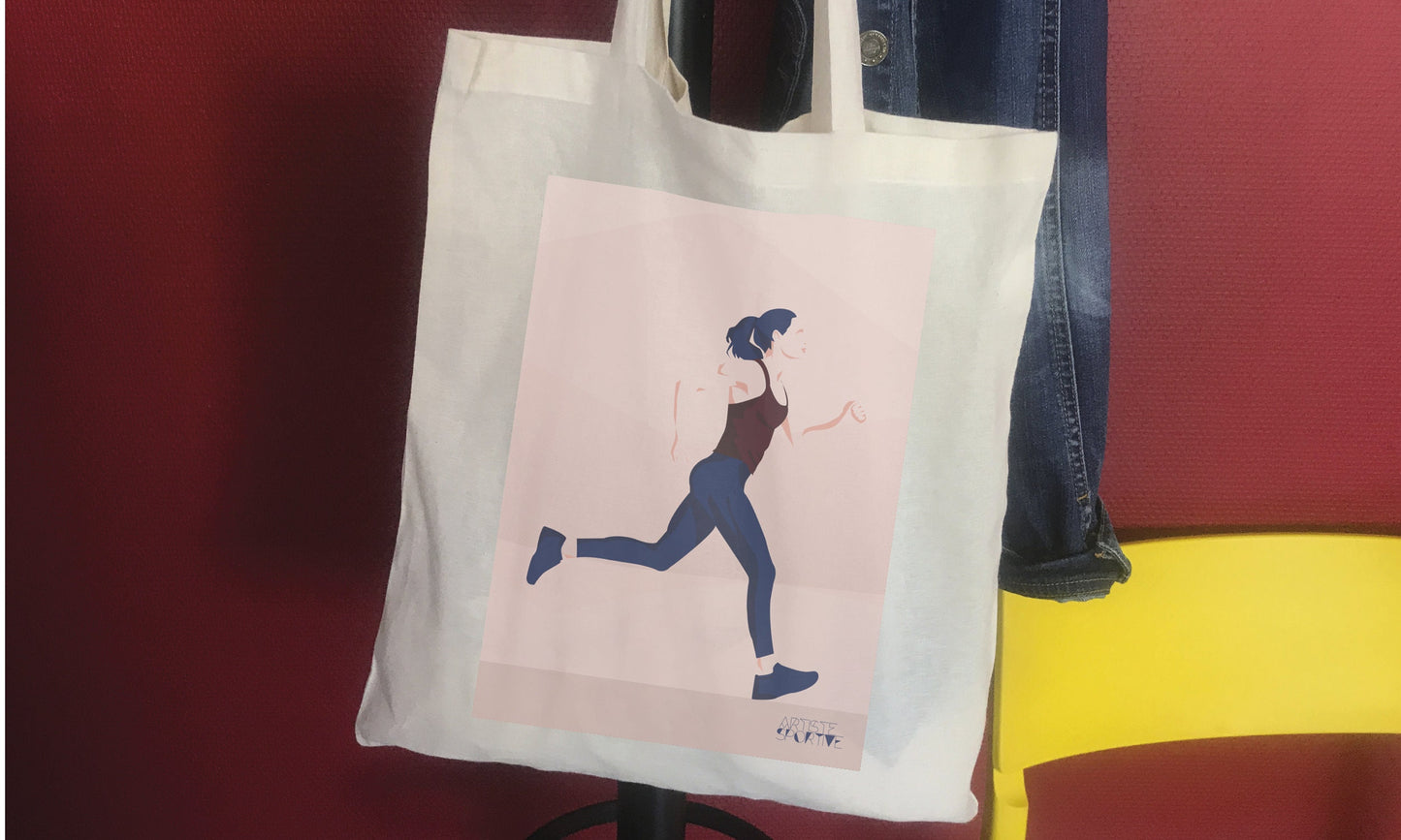 Tote bag or running bag “A woman who runs”