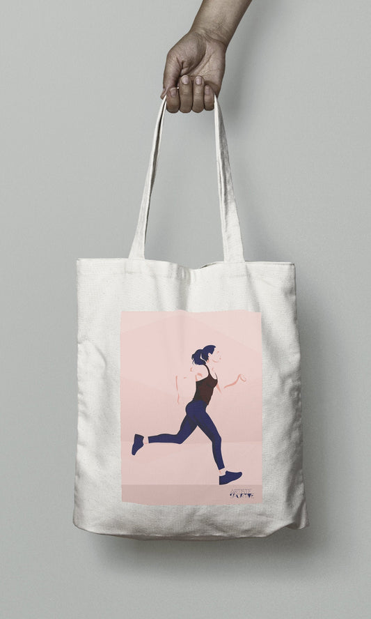 Tote bag ou sac de course "Une femme qui court"