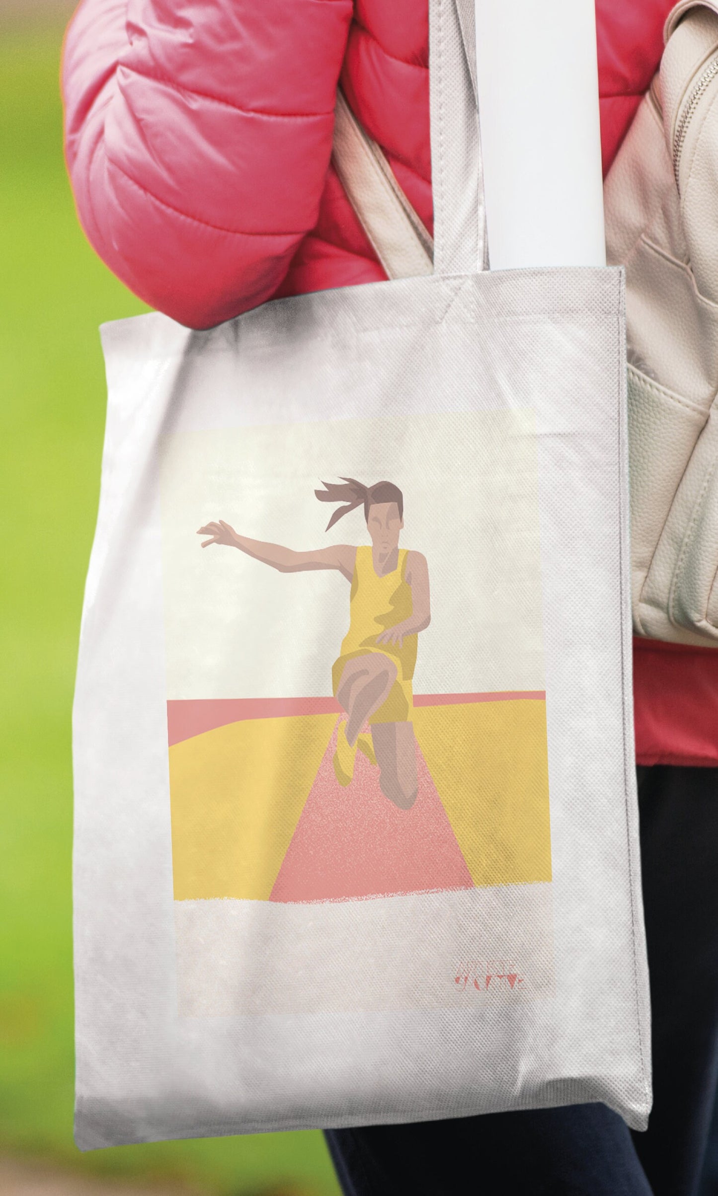 Tote bag ou sac athlétisme "Saut athlétique femme "