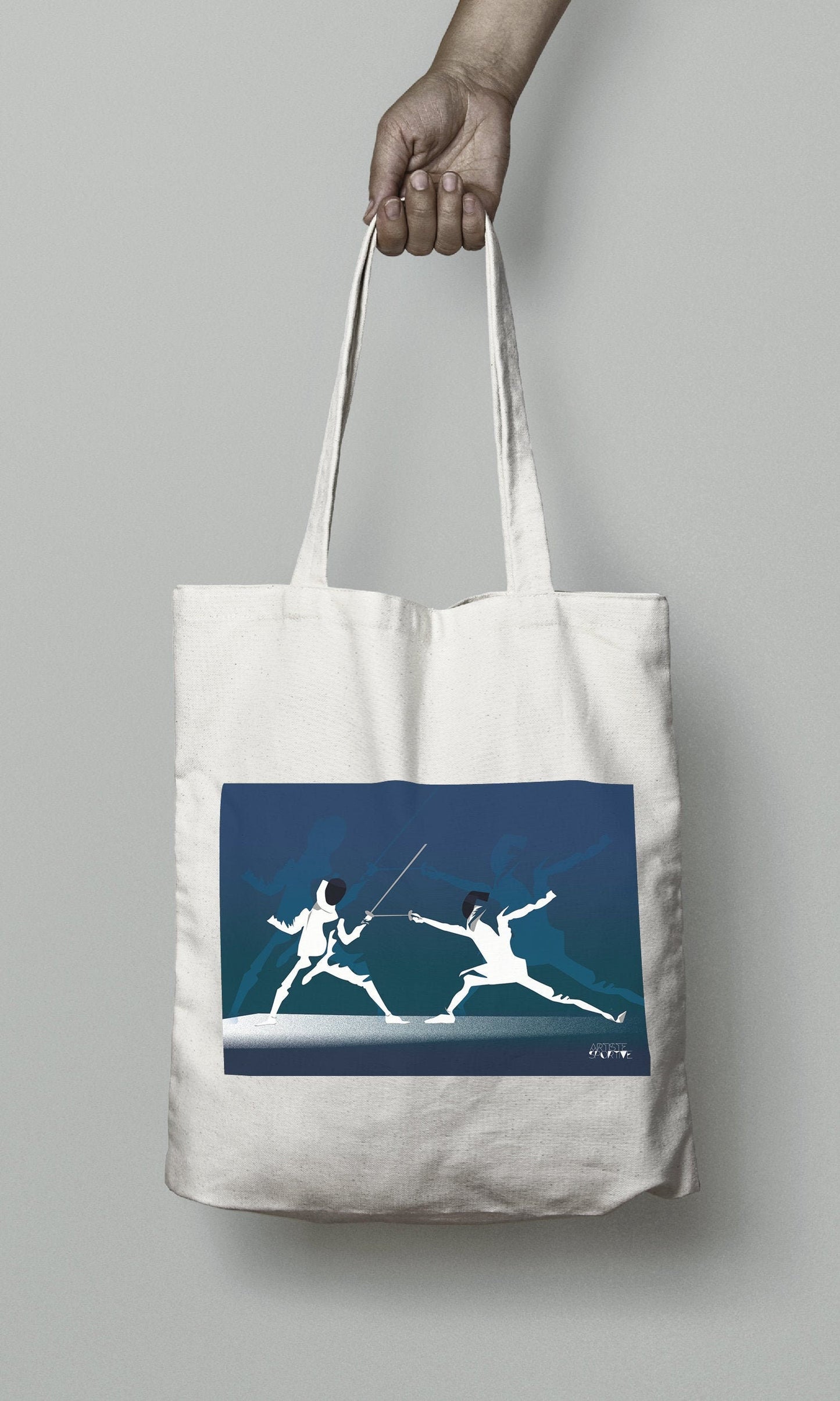 Tote bag ou sac "l'escrime en bleu"