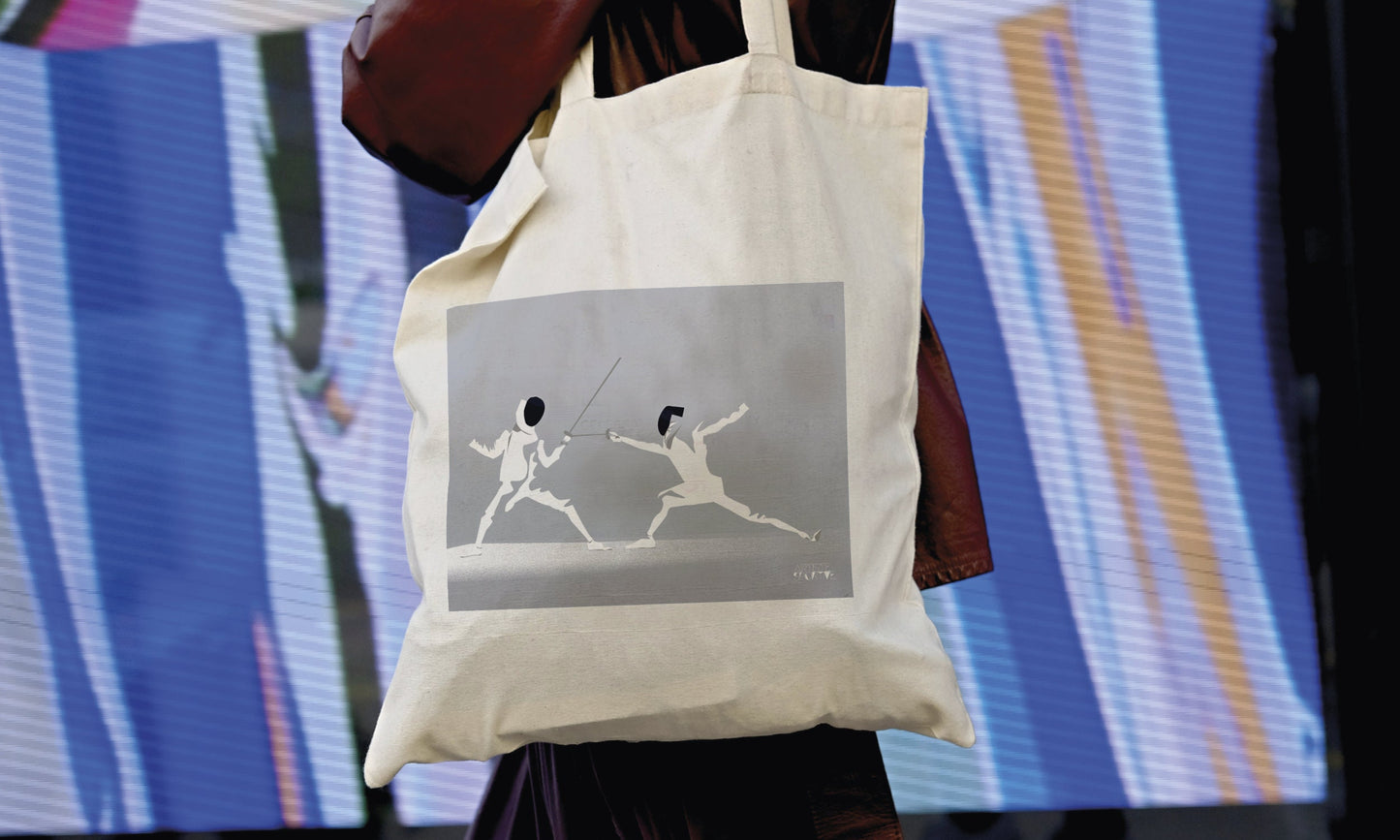 Tote bag ou sac "l'escrime en blanc"