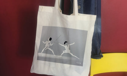 Tote bag ou sac "l'escrime en blanc"