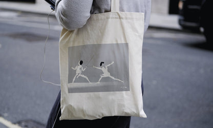 Tote bag ou sac "l'escrime en blanc"