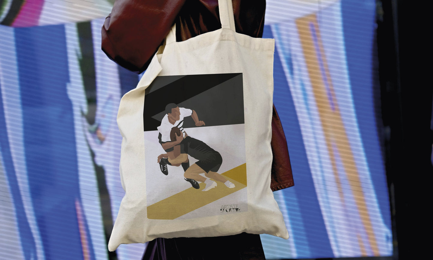 Tote bag ou sac "rugby noir et jaune"