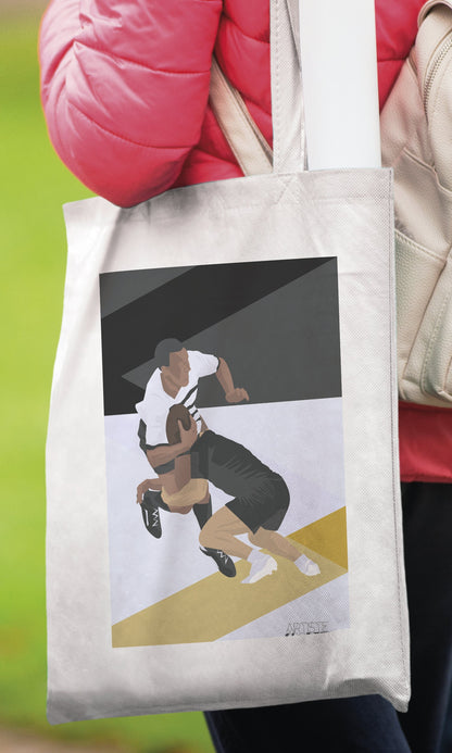 Tote bag ou sac "rugby noir et jaune"