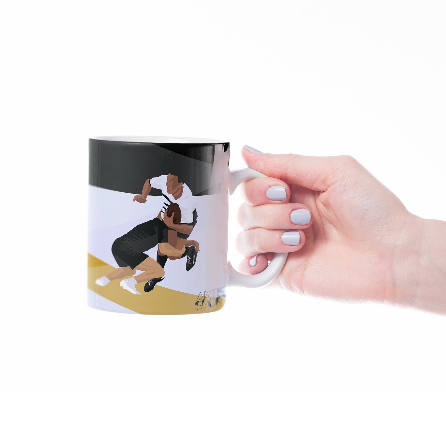 Tasse ou mug "rugby noir et jaune" - Personnalisable