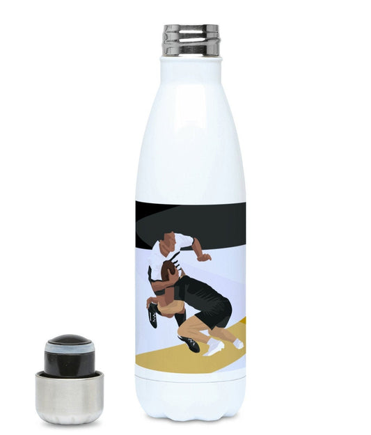 “Black and yellow Rugby” insulated bottle – Customizable