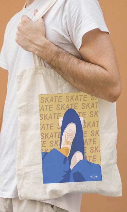 Tote bag ou sac "Skate en jaune"