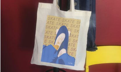 Tote bag ou sac "Skate en jaune"