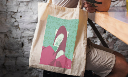 Tote bag ou sac "Skate en bordeaux"