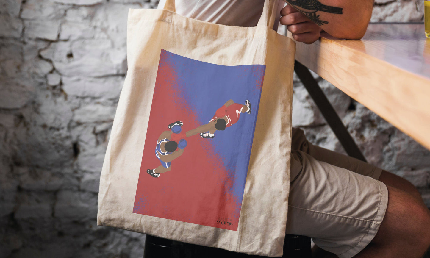 Tote bag ou sac "Boxing vue de haut "