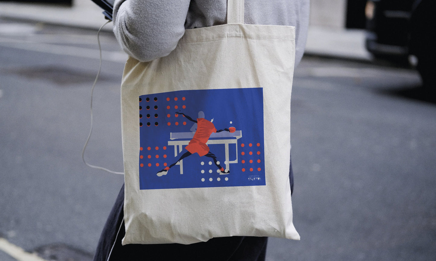 Tote bag or Table tennis bag "Ping pong in purple"