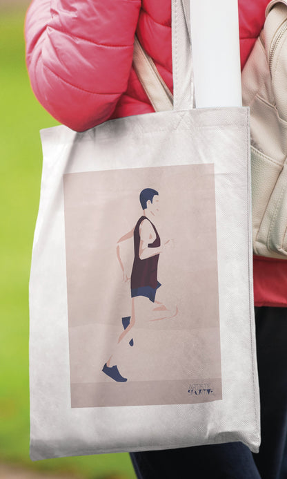 Tote bag ou sac de course "Un homme qui court" athlétisme