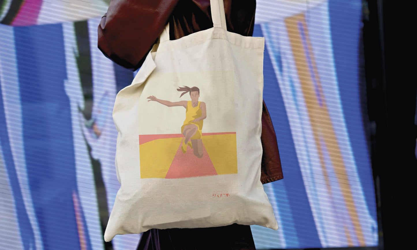 Tote bag ou sac athlétisme "Saut athlétique femme "