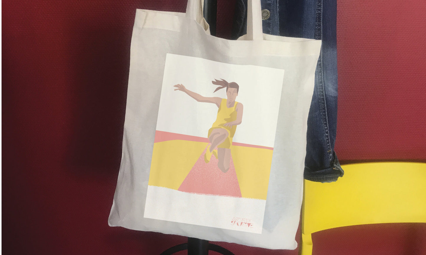 Tote bag ou sac athlétisme "Saut athlétique femme "