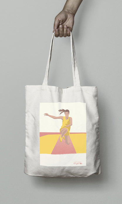 Tote bag ou sac athlétisme "Saut athlétique femme "