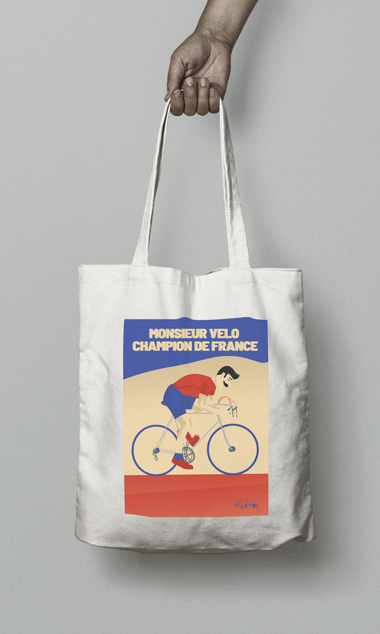 Tote bag ou sac Cyclisme  "Monsieur Vélo"