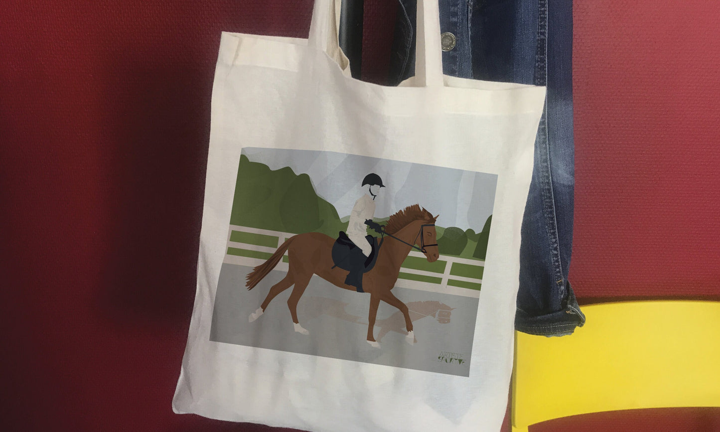 Tote bag ou sac d'équitation "Sur le cheval"