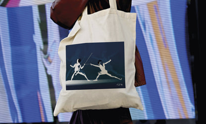 Tote bag ou sac "l'escrime en bleu"