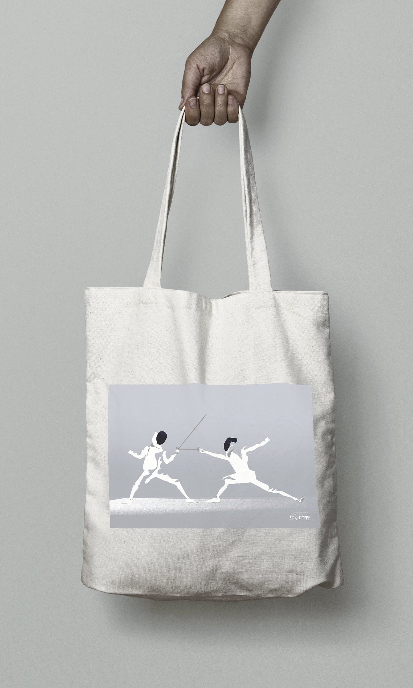 Tote bag ou sac "l'escrime en blanc"