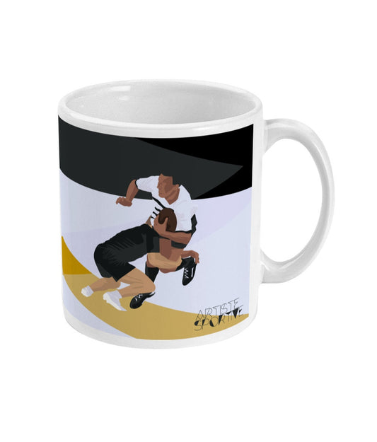 Cup or mug "black and yellow rugby" - Customizable