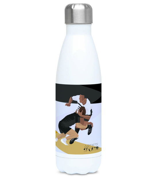 Isolierflasche „Black and Yellow Rugby“ – anpassbar