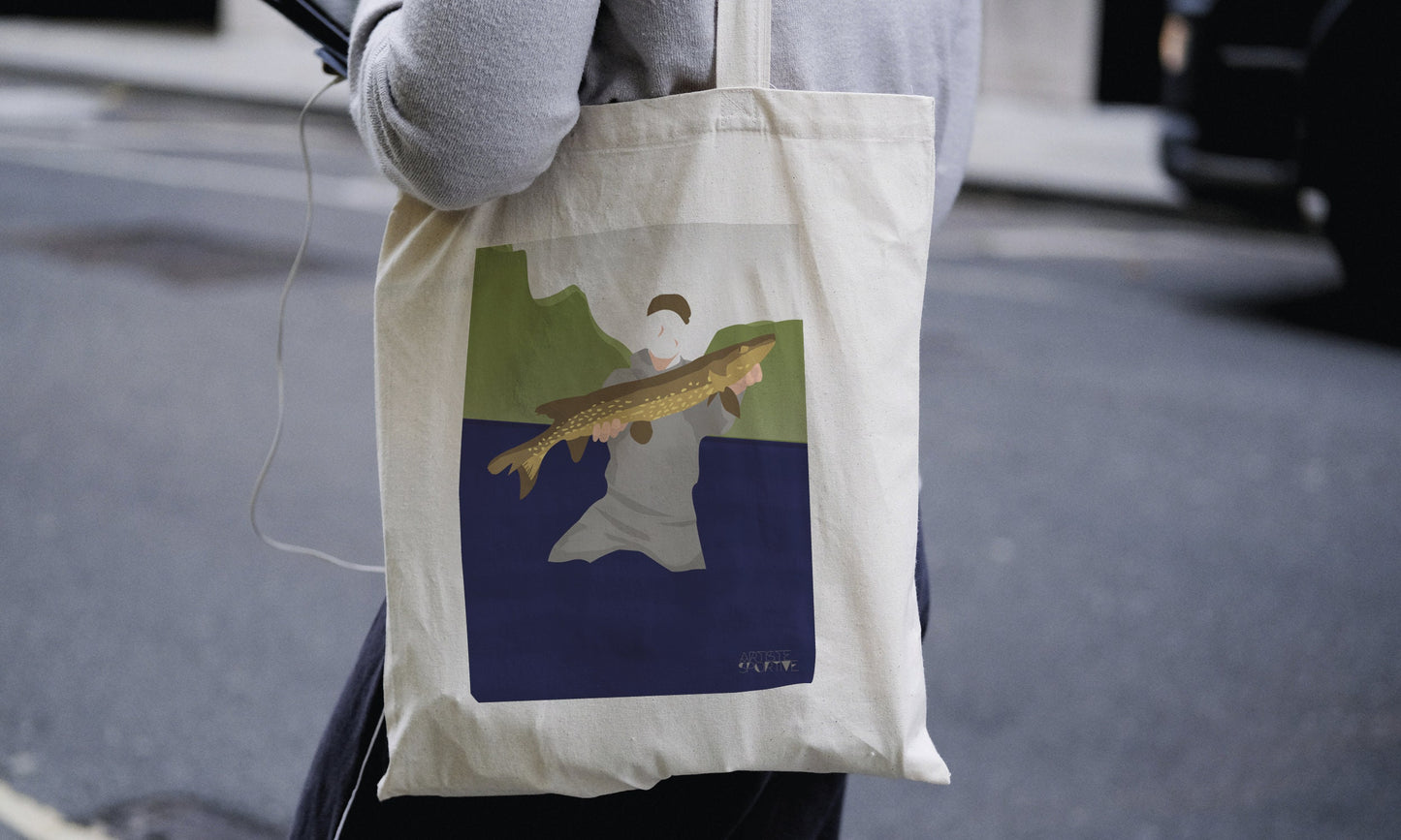 Tote bag or fishing bag "Antoine the fisherman"