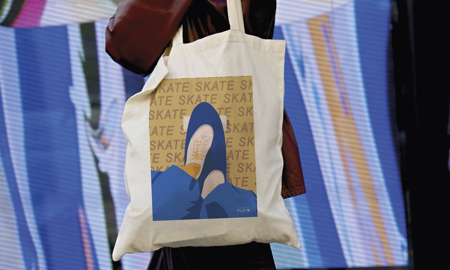 Tote bag ou sac "Skate en jaune"