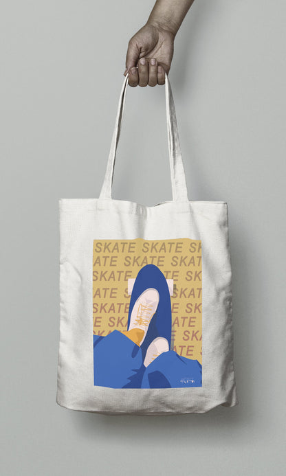 Tote bag ou sac "Skate en jaune"