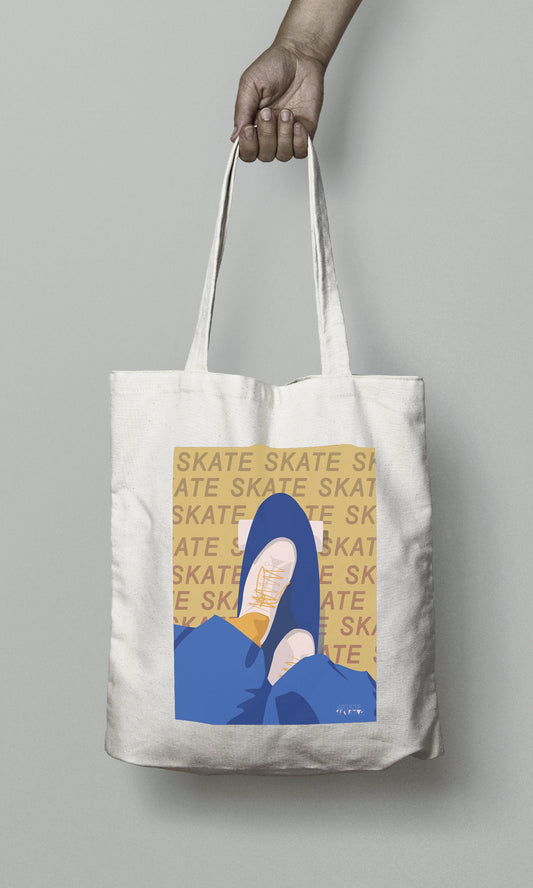 Tote bag ou sac "Skate en jaune"