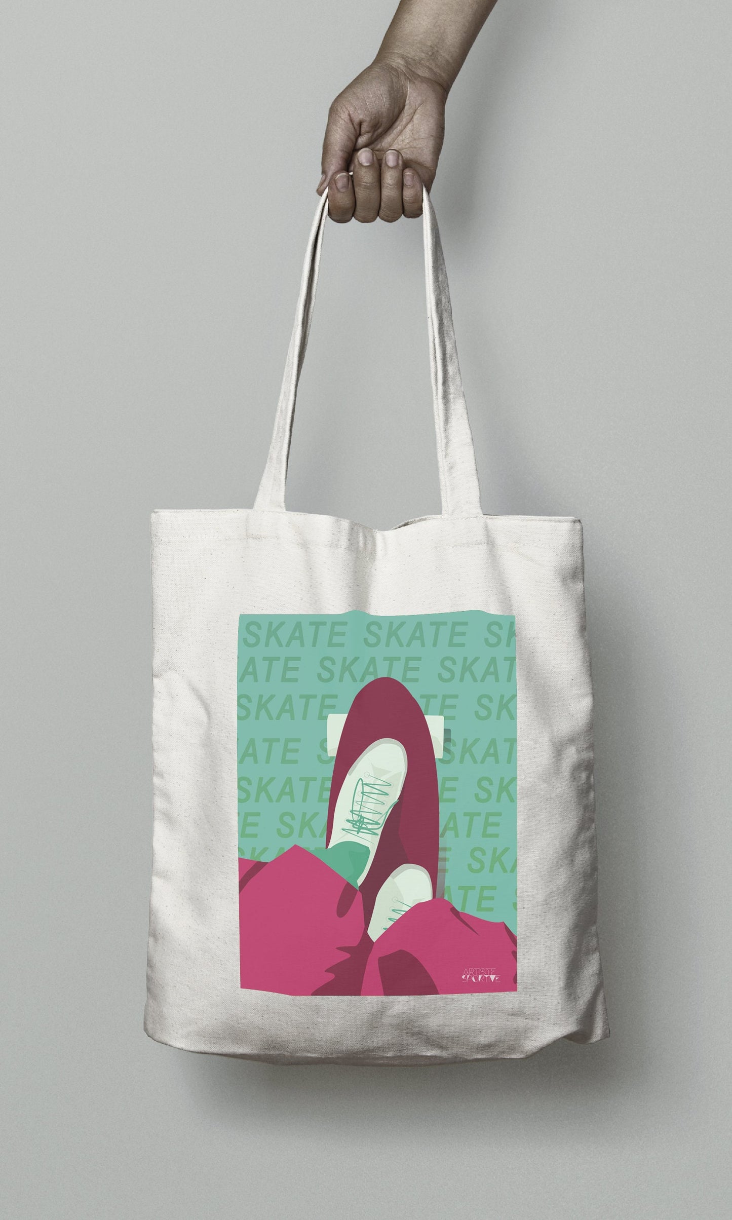 Tote bag ou sac "Skate en bordeaux"