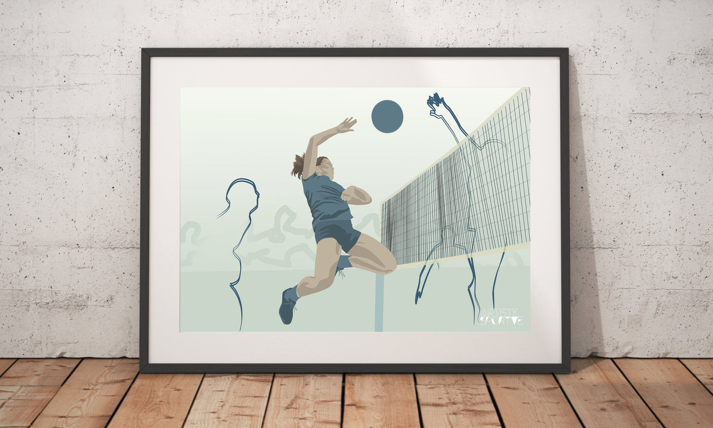 Affiche de volleyball "La volleyeuse"