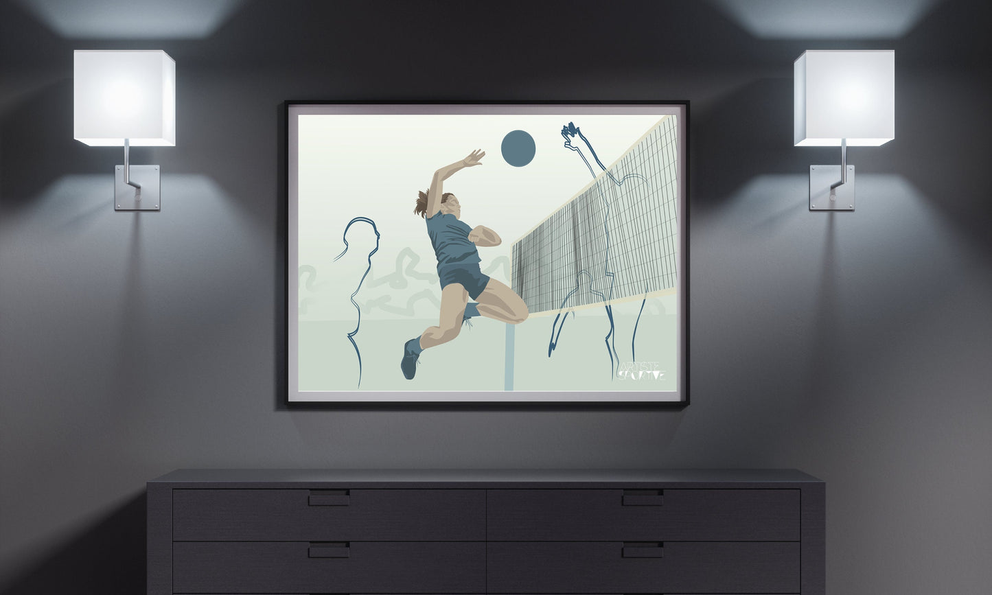 Affiche de volleyball "La volleyeuse"