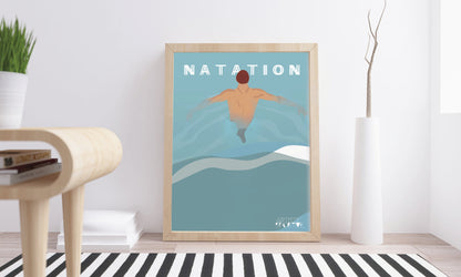 Vintage Swimming Poster "Swimming"