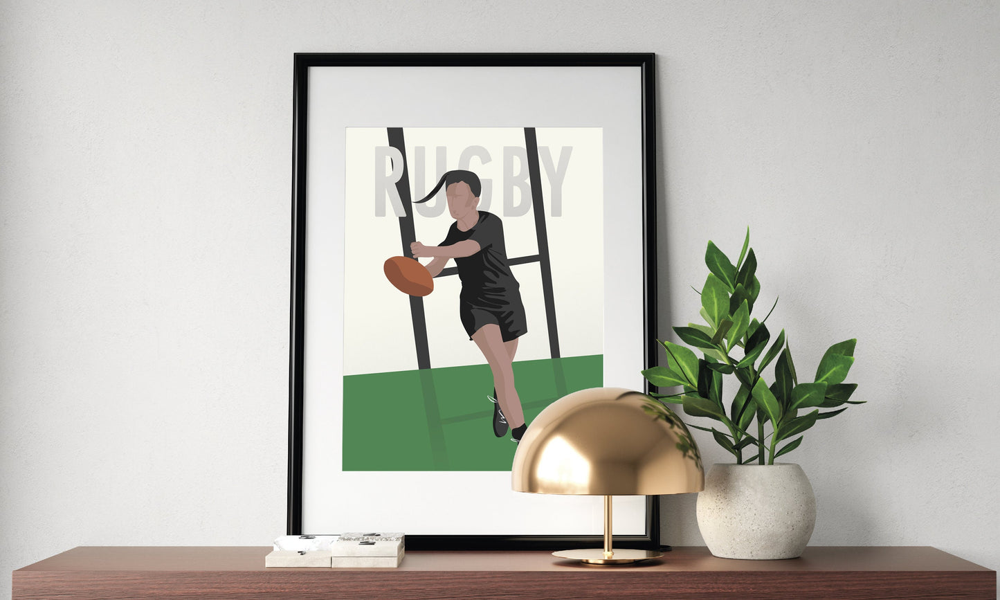 Affiche "Rugby féminin vintage"
