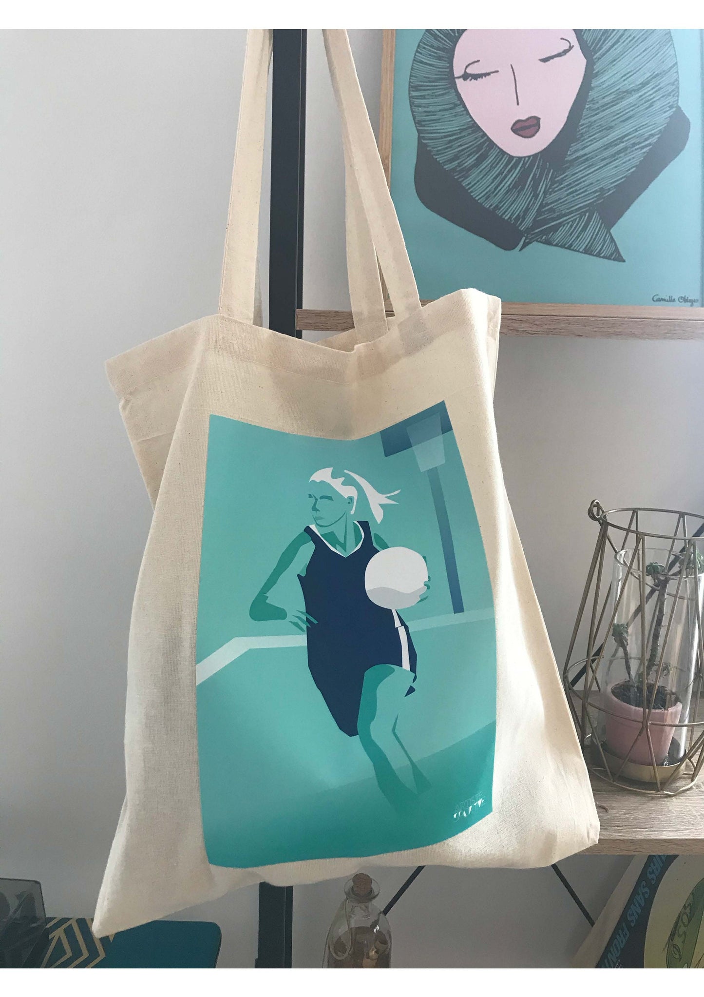 Tote bag or women's basketball bag "Axelle plays basketball"