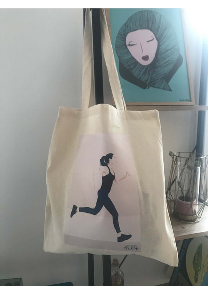 Tote bag or running bag “A woman who runs”