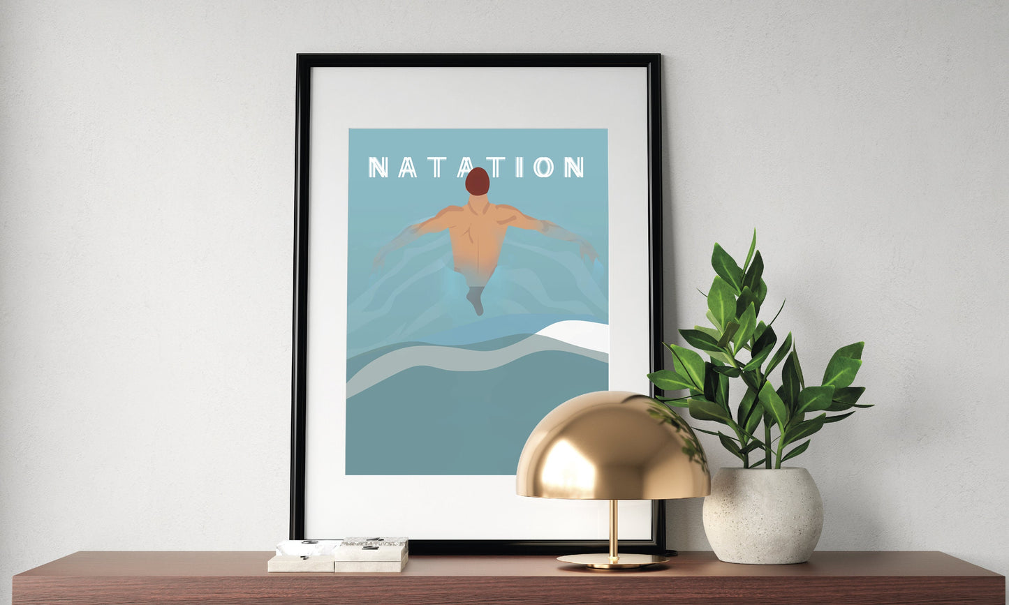 Vintage Swimming Poster "Swimming"