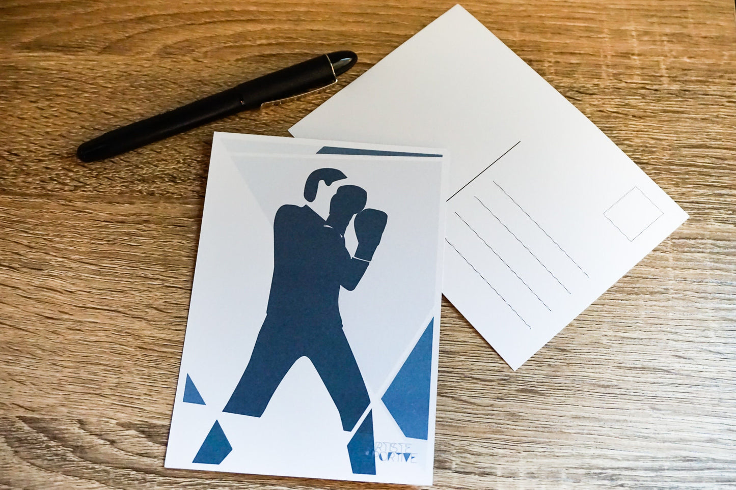 Carte de boxe en bleu et blanc  | carte boxing | Artiste Sportive