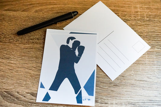 Boxing Card in Blue and White | boxing card | Sports Artist