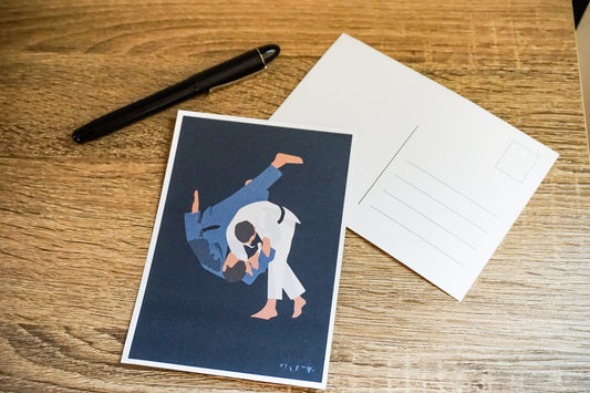 Blauer Mann Judo-Karte | Judo-Karte | Sportkünstler