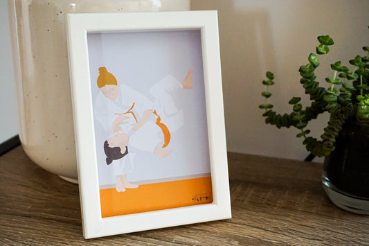 Carte de judo fille jaune | Carte judo | Artiste Sportive